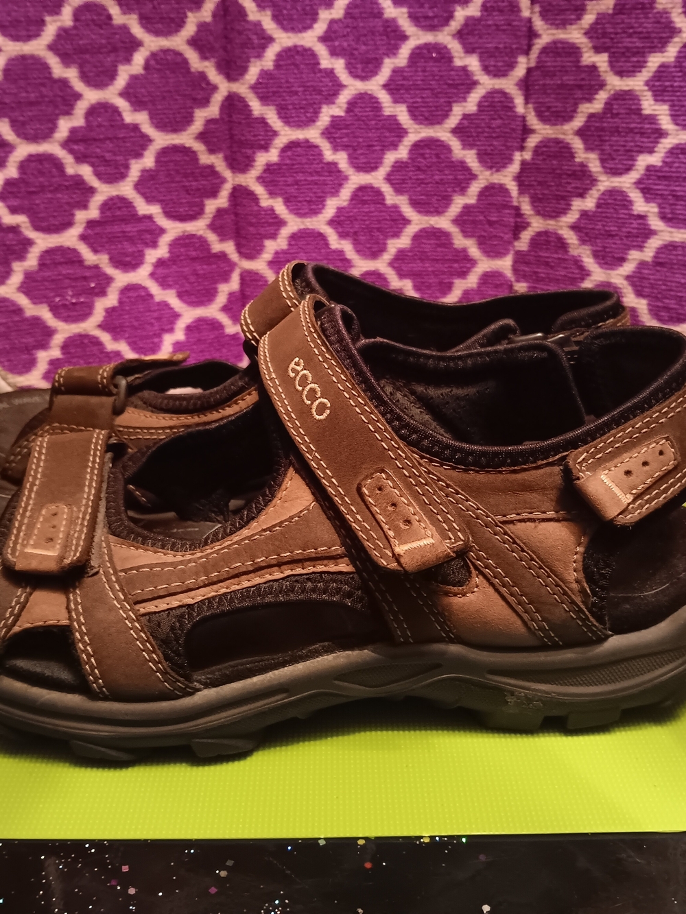 ECCO Men's Brown Leather Sport Sandals - Brown